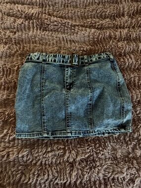 Sincerely Jules Acid Wash Denim Mini Skirt with Belt